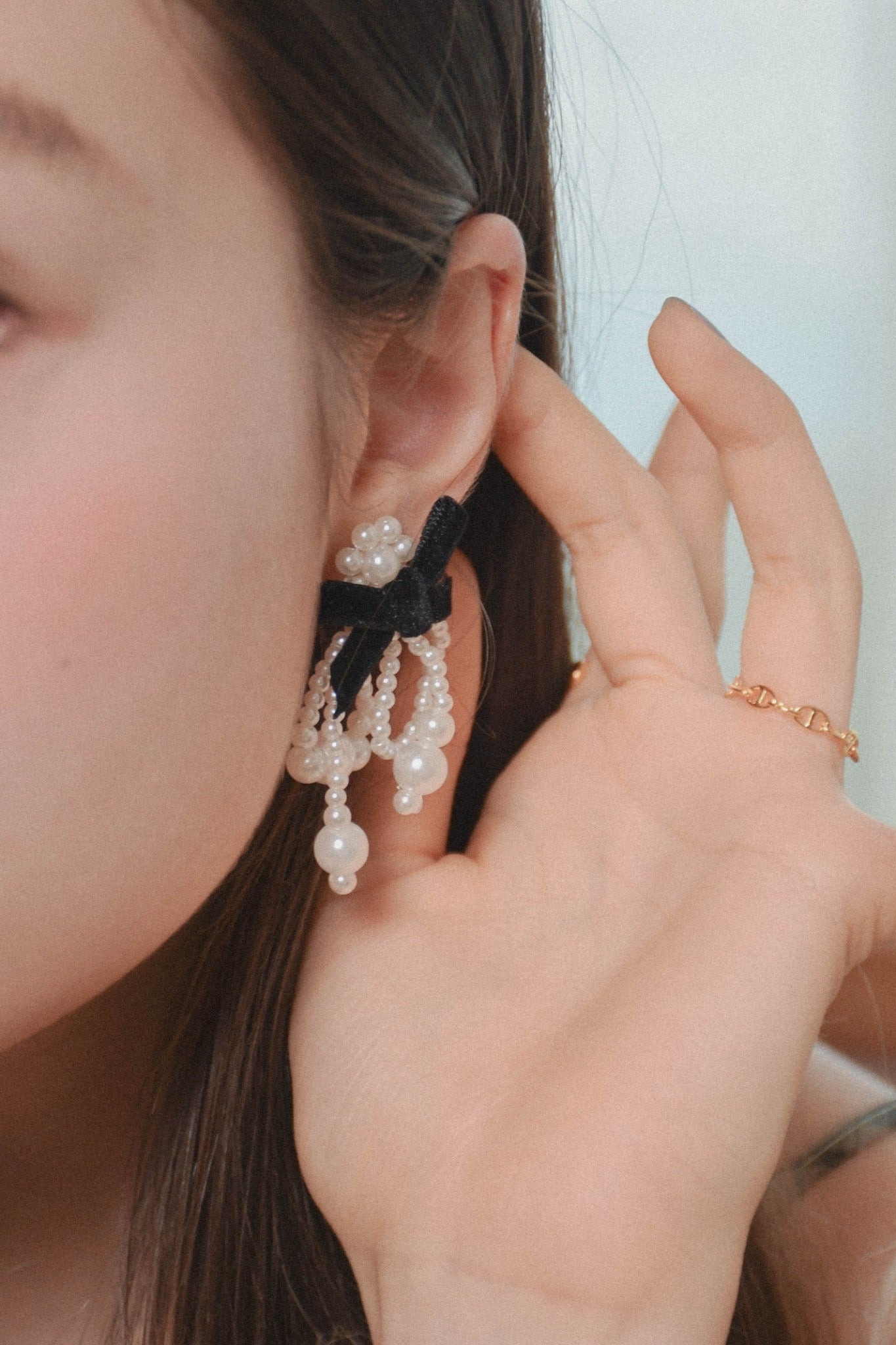 velour ribbon pearl pierce LP-10