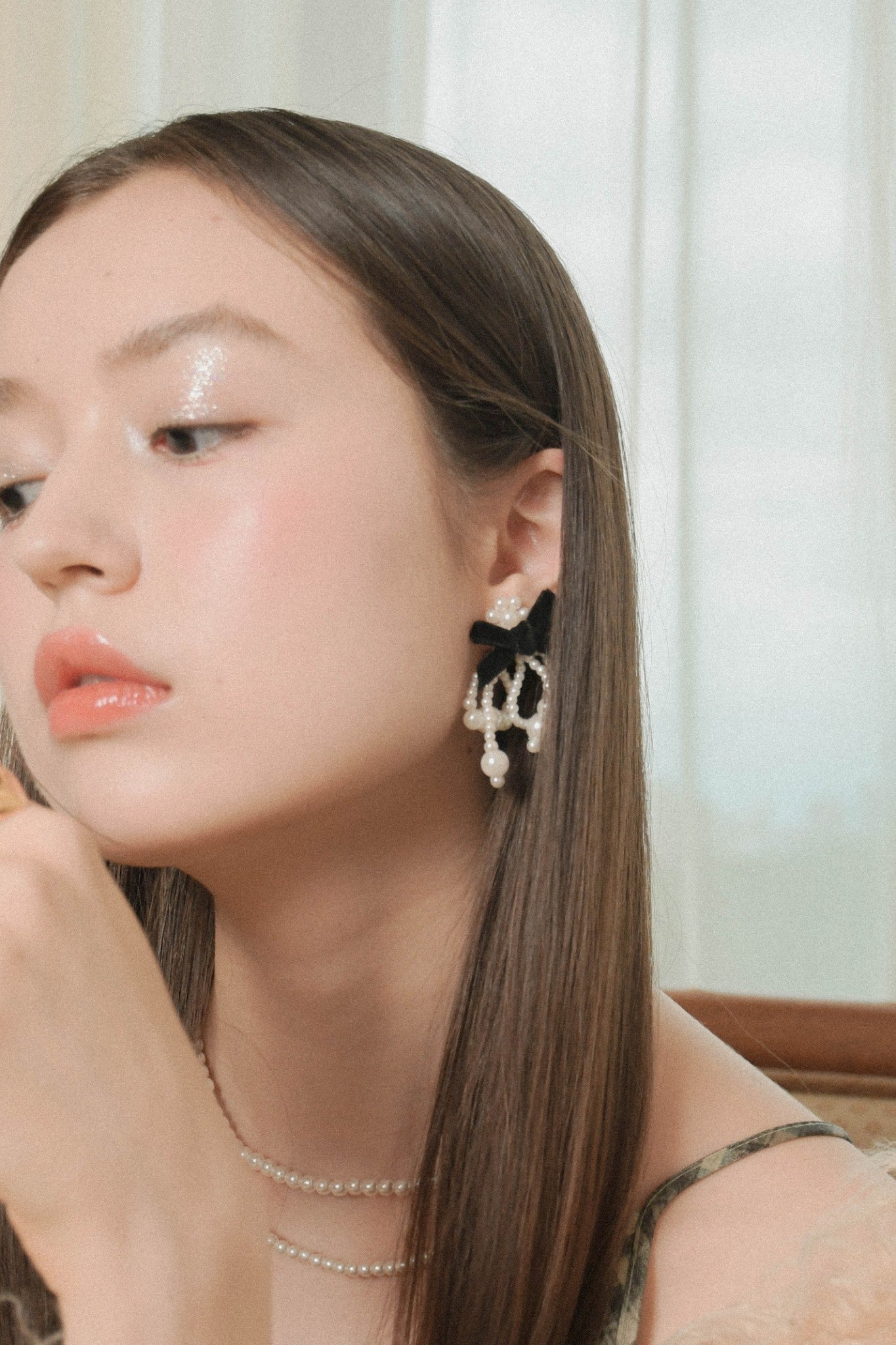 velour ribbon pearl pierce LP-10