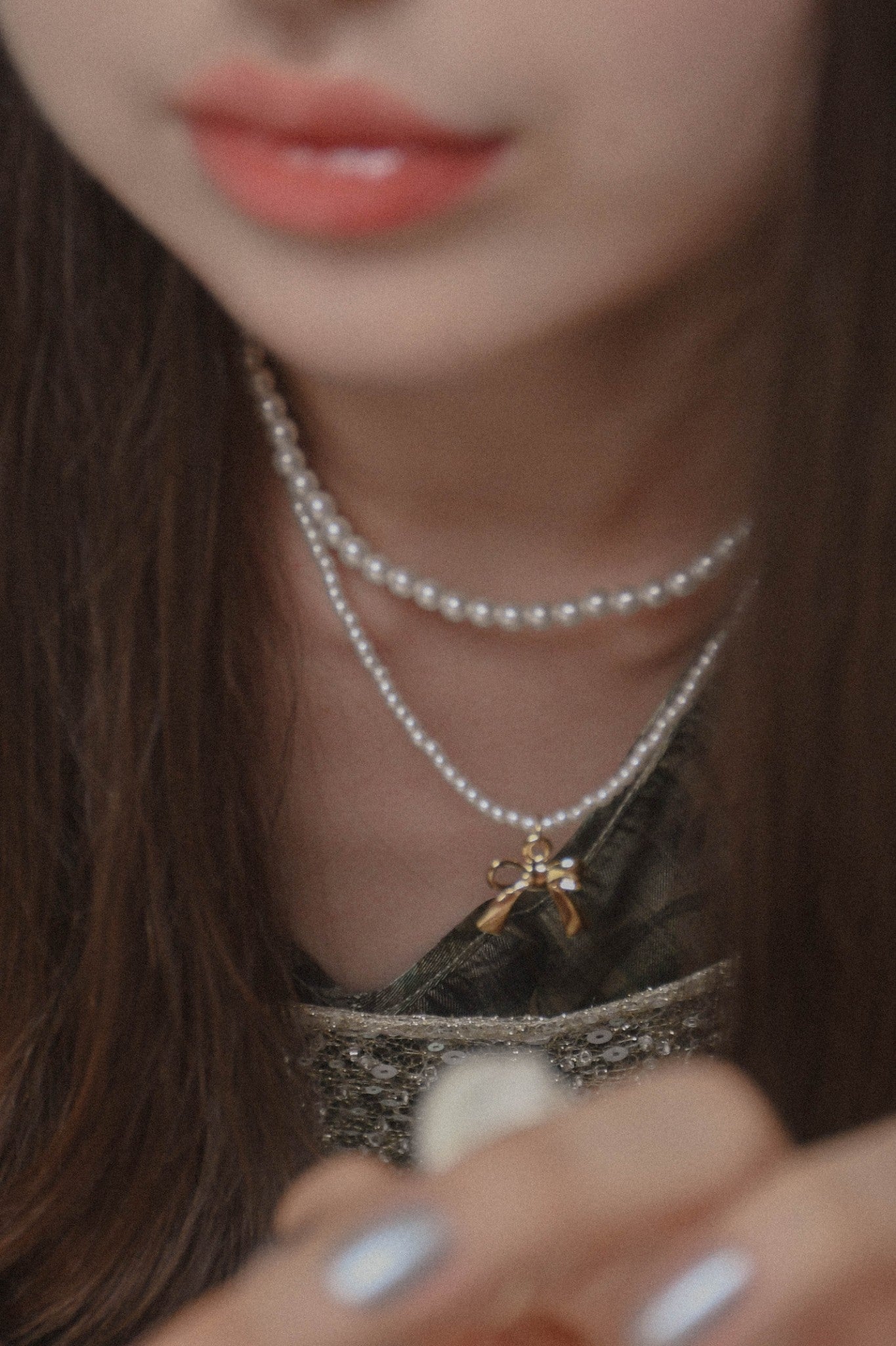 ribbon pearl necklace LN-2